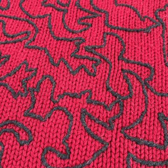 J. Jill Knit Sweater Women’s Small Petite 5% Wool Red Gray Embroidered Pullover - Picture 9 of 10